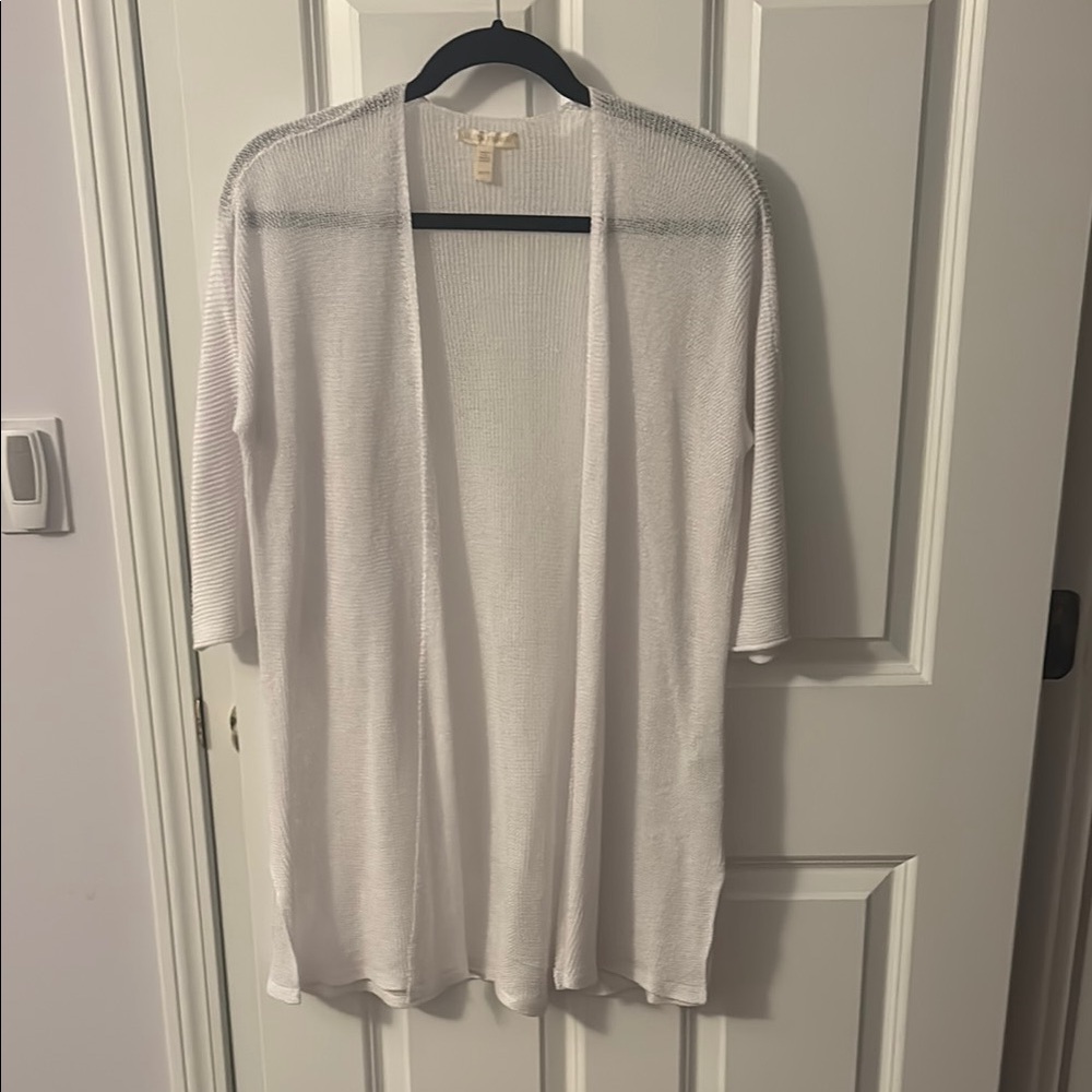Eileen Fisher Chic White Open-Front Cardigan